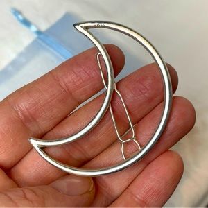 Vintage Metal Moon Clip Geometric Crescent Moon Hair Barrette Witchy Accessory